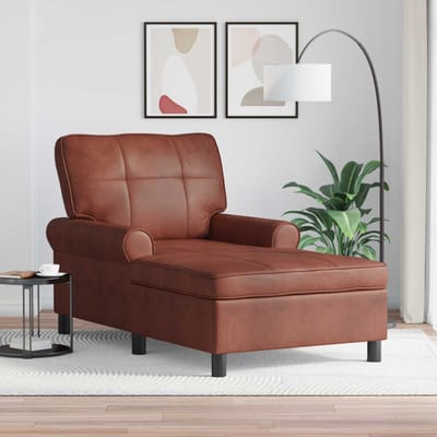 Lounge Chaise Longue Glanzend Bruin 91 x 157 x 91 cm Kunstleer