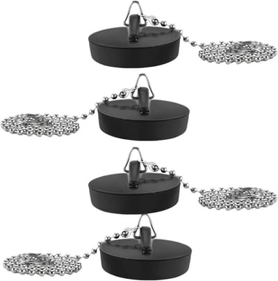 Dop Sets - Afvoerpluggen Ketting - Water Dicht Maken - Universele Pasvorm - 4 Stuks 40cm Ketting - Zwart