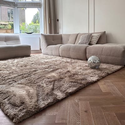 Hoogpolig vloerkleed Odelia bruin/taupe - Interieur05 - 160 x 230 cm - (M)
