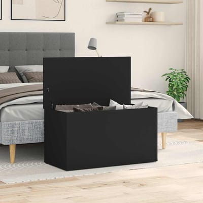 vidaXL - Opbergkist - 84x42x46 - cm - bewerkt - hout - zwart