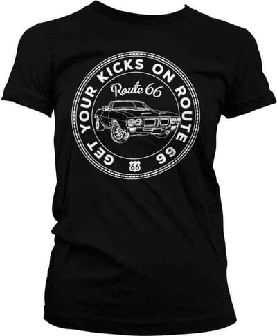 Route 66 Dames Tshirt -S- Get Your Kicks On Route 66 Zwart