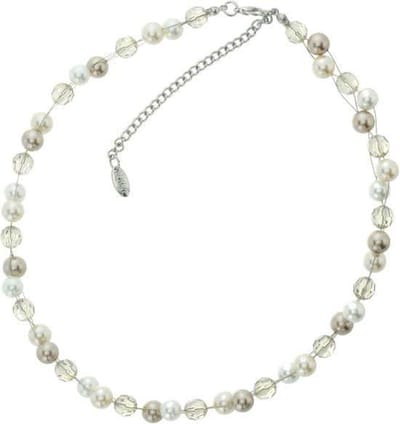 Behave - Korte ketting met 3 rijen glasparels - 42 cm met verlengketting