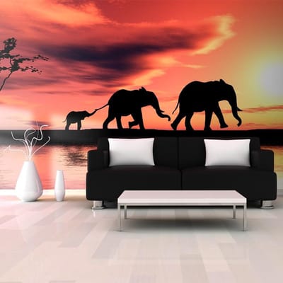 Fotobehang XXL - elephants: family