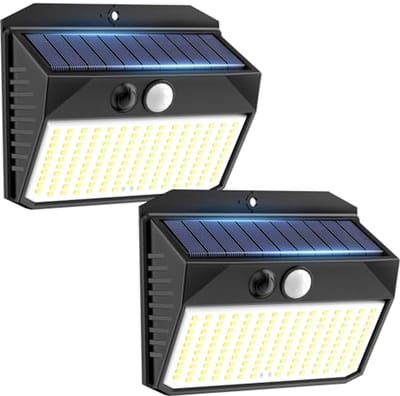 Oplaadbare Zonne-energie Lampen voor Buiten met Bewegingssensor - Set van 2 150 LED Tuinlampen - IP65 Waterdicht en Multifunctionele Verlichting