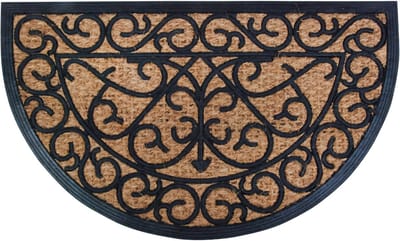 Deurmat rubber/kokos halfrond - 74,5 cm x 45 cm - deurmat - mat - anti slip - voor binnen en buiten - geschenk - cadeau - gift - nieuwjaar - kerst - verjaardag