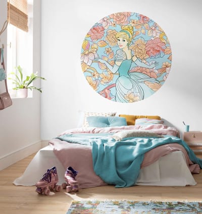 Fotobehang - Cinderella Pastel Dreams 125x125cm - Rond - Vliesbehang - Zelfklevend