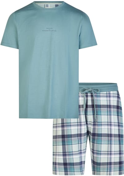 Phil & Co Heren Shortama Korte Pyjama Set Groen Geruit - Maat M