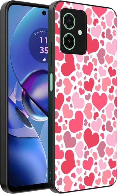 Smartphonica Telefoonhoesje Geschikt voor Motorola Moto G64 met Hartjes Print - Hearts Design TPU Backcover Case - Kinder Hoesje met Hartjes Design geschikt voor Motorola Moto G64