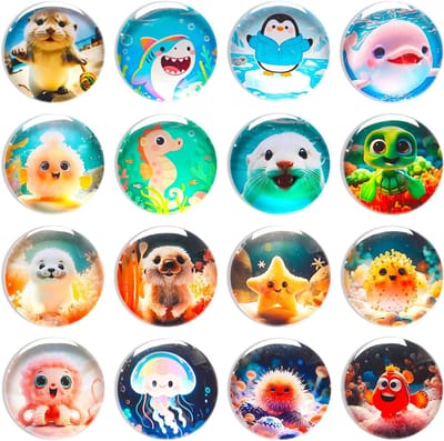 Ocean Patroon Koelkastmagneten met Glazen Cabochons voor Magnetische Borden, Whiteboards en Cadeaus voor Kinderen en Volwassenen (Rond / 30mm)