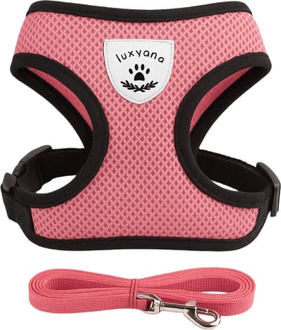 Luxyana Hondentuig - M - Geschikt voor Honden en Grote Katten - Easy Step-in Hondenharnas - Inclusief Bijpassend Riempje - Roze