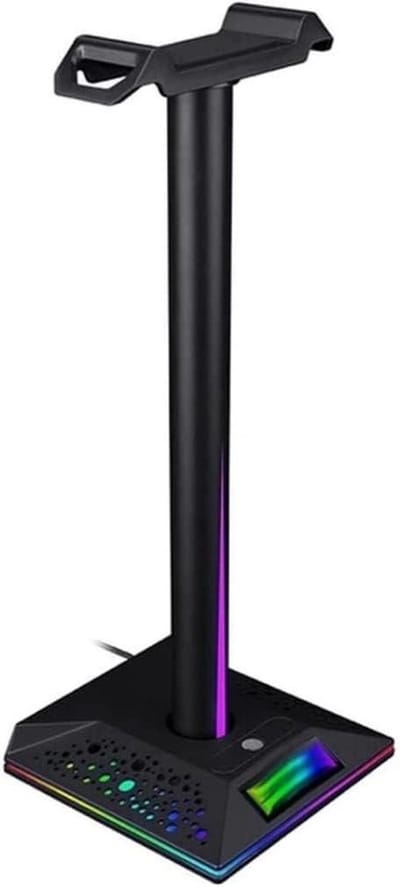 Hoofdtelefoon Houder - Koptelefoonstandaard Displayplank - Bureau Organiseren - Met RGB Verlichting - 27.3 cm Hoog - Zwart