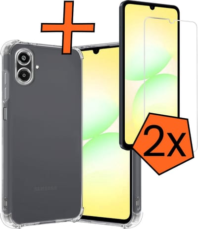 Hoes - Met Screenprotector - 2 Stuks - Geschikt voor Samsung Galaxy A07 - Sterk & Shockproof - Siliconen Case - Back Cover - Telefoon Hoes - Shock Proof - Transparant