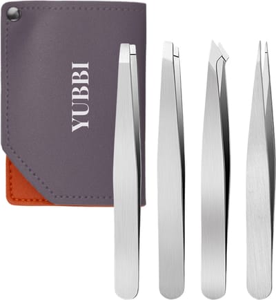 YUBBI Epileer Pincet Set - Tweezer Set - Dermaplanning - Trimmer - Opbergetui - Zilver