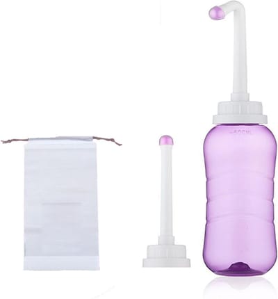 Douchefles - Bidet Sprayer - Persoonlijke Hygiëne - Dubbele Nozzles - 500ml - Paars