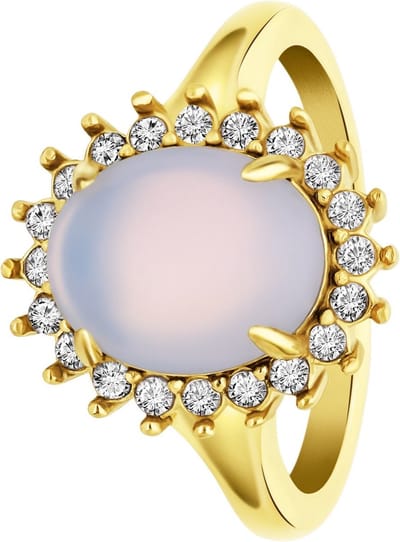 Lucardi Dames vintage ring met bloem opaal – Maat 47 – 15mm - Ring - Cadeau - Staal goldplated - Goudkleurig