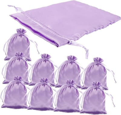 10 Stuks Satijnen Opbergzakken voor Wigs - Ideaal voor Zakelijk Gebruik en Reizen, Inclusief Koord