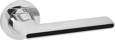 Domino® Deurklink ONYKS R M6 BLACK - Chroom/Zwart - Deurkruk, Deurbeslag, Deurklinken voor Binnen - Deurbeslag van aluminium - Deurklink voor kamerdeur, kantoordeur, kelderdeur en binnendeur