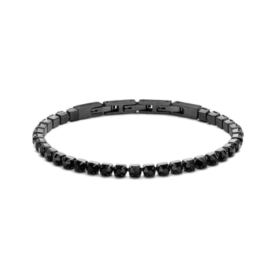Frank 1967 Armband – 7FB-0860 - Zwarte Zirkonia – 3mm – 21 cm – Zwart