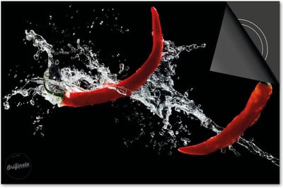 Inductie beschermer 60x60 - afdekplaat inductie mat - Dietrix Kookplaat beschermer - Exclusief - Splash - Rode Pepers