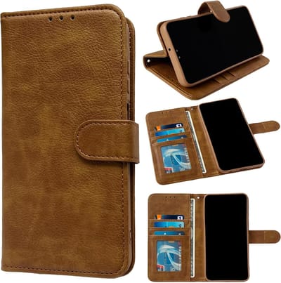 Casemania Hoesje Geschikt voor Apple iPhone 16e - Bruin - Luxe Portemonnee Book Case