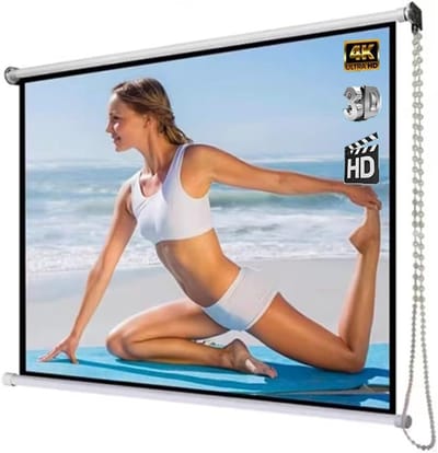 Projectiescherm - Filmscherm - Thuisbioscoop Creëren - Handmatig Oprolbaar - 40 Inch 16:9 - Wit