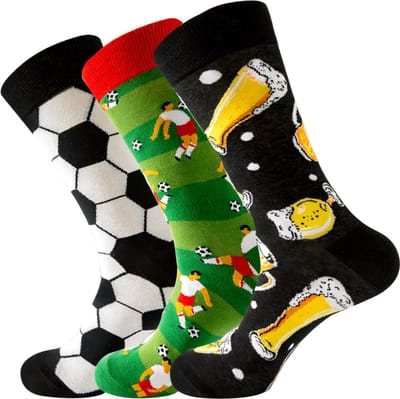 Winkrs - Set 3 paar Sokken - Sokken met Voetbal, Voetbalspelers en Bier (Derde Helft) - Sokken voor mannen en vrouwen - Sokken maat 40/46