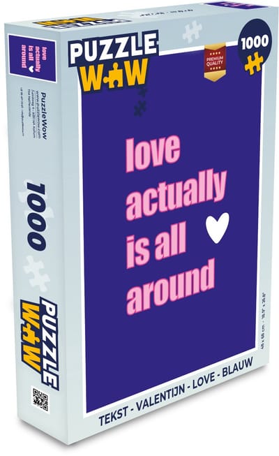 Puzzel Tekst - Valentijn - Love - Blauw - Legpuzzel - Puzzel 1000 stukjes volwassenen