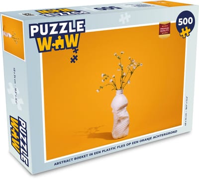 Puzzel Fles - Boeket - Geel - Legpuzzel - Puzzel 500 stukjes