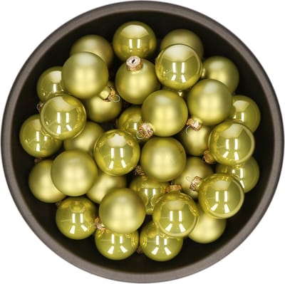 Kerstballen - glas - 36x stuks - oasis groen - 6 cm - mat en glans