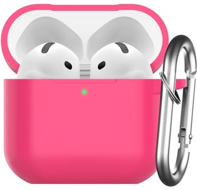 Beschermhoes voor AirPods 4 - Siliconen Case met Karabijnhaak - Watermelon Red