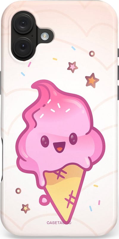 Casetastic hoesje geschikt voor Apple iPhone 16 Plus - MagSafe - Dubbellaagse bescherming - Roze Kawaii Dessert - Fashion Case - Wit Zand Lichtroze
