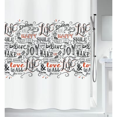 Spirella LOVEJOY Douchegordijn 180x200 cm – Zwart Rood Badkamergordijn van Polyester – Douchegordijnen voor Dagelijks Gebruik