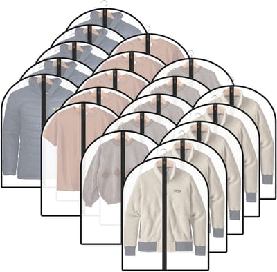Dailygoods- Kledinghoezen 20 stuks - Opvouwbare Kledingtas - Beschermhoezen met Ritssluiting - Waterdicht - Stofdicht - 60 x 80 cm - Kledingzak