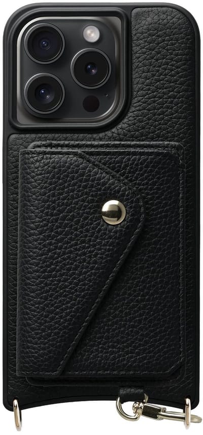 AVY Leren Hoesje Geschikt voor Apple iPhone 15 Pro | Met Magnetische Kaarthouder | Compatibel met MagSafe | Leather Case met Wallet | Zwart