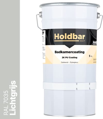 Holdbar Badkamercoating Lichtgrijs (RAL 7035) 5 kg - Badkamerverf - Tegelverf - Alle kleuren - Waterdichte Badkamer verf - Ook Toepasbaar in douchecel - Gemakkelijk te reinigen - 2 Componenten