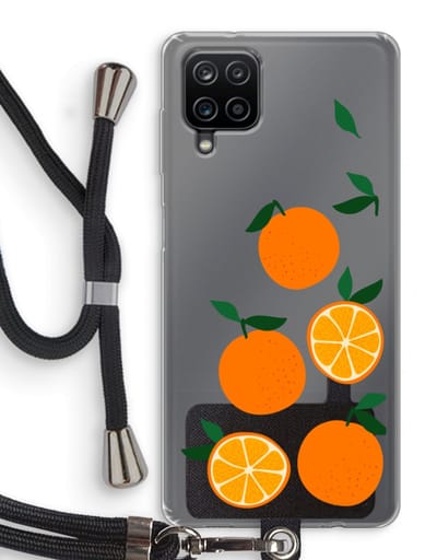 Case Company® - Hoesje met koord geschikt voor Samsung Galaxy A12 hoesje met Koord - Will you be my clementine - Telefoonhoesje met Zwart Koord - Bescherming aan alle Kanten en Over de Schermrand