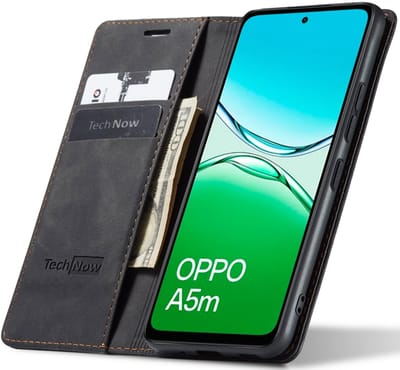 Hoesje geschikt voor Oppo A5 5G / A5 4G / A5m - Book Case Leer Slimline Zwart