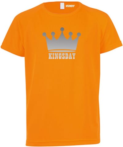 T-shirt kind Kroon zilver | koningsdag kinderen | oranje shirt | Oranje | maat 164