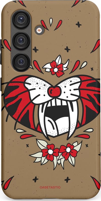 Casetastic hoesje geschikt voor Samsung Galaxy S25 - Dubbellaagse bescherming - Wilde kracht - Fashion Case - Taupe Donkergrijs Bordeaux