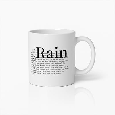 Regen Songtekst Mok 330ml – Unieke Muziekquote Koffiebeker voor Muziekliefhebbers