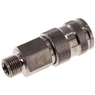 RVS DN 7.8 Luchtkoppeling Snelkoppeling G 1/4 inch Buitendraad - CLS7-M-SSL-SV-P-BL-014