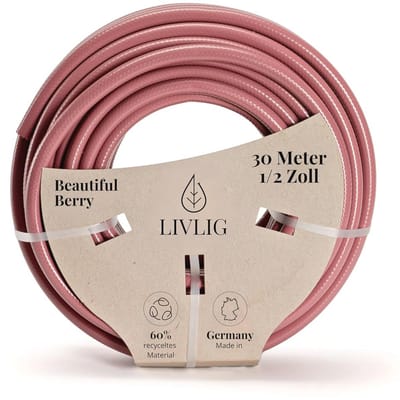 Tuinslang 30 m 1/2 Inch - Duurzame Water Hose van Gerecycled PVC - Kleur Berry