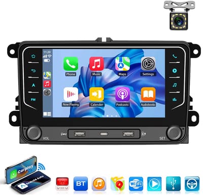 ESSGOO Autoradio met bluetooth Geschikt Voor VW Golf 5 6 Passat Skoda Fabia TIguan Touran Polo EOS Jetta - Android 15 - 4+64 GB - Navigatiesysteem - Wifi & FM - 7 inch HD touchscreen - Achteruitrijcamera