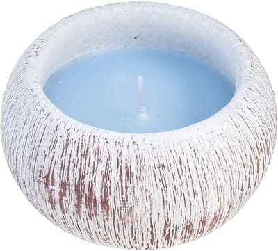 Citronella Kaars Blauw Keramiek Schaal Vintage Balkon H8cm