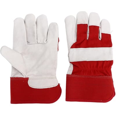 1 paar Winter Werkhandschoenen Slijtvast Antislip Koeienhuid Leer Veiligheidswerkhandschoenen voor Industrieel white