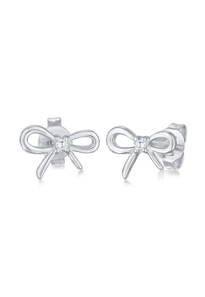 Elli - Oorbellen - Dames oorsteker strik trend met zirkonia kristal in 925 sterling zilver - Dames