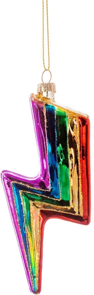 Regenboog bliksemschicht kerstbal - Sass & Belle