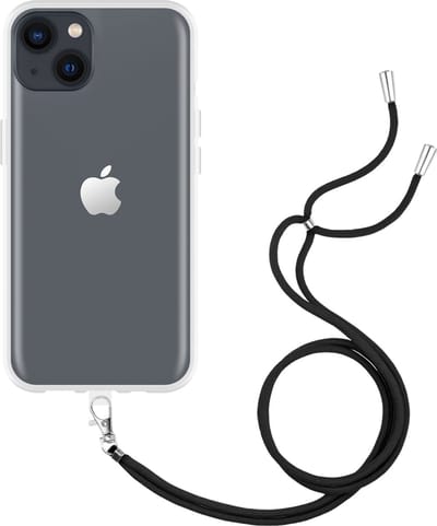 Just in Case hoesje met koord geschikt voor iPhone 14 Hoesje met Koord - Flexibele Case - Transparant