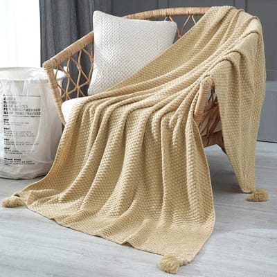 fleece werpdekens Reisformaat - Superzachte donzige warme stevige bedspreien voor bank Microfiber deken -geel_130 cm * 170 cm