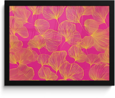 Poster in lijst - Fotolijst 40x30 cm - Posters - Bladeren - Nerven - Grafisch - Roze - Posterlijst zwart - Decoratie - Wanddecoratie woonkamer - Muurdecoratie slaapkamer